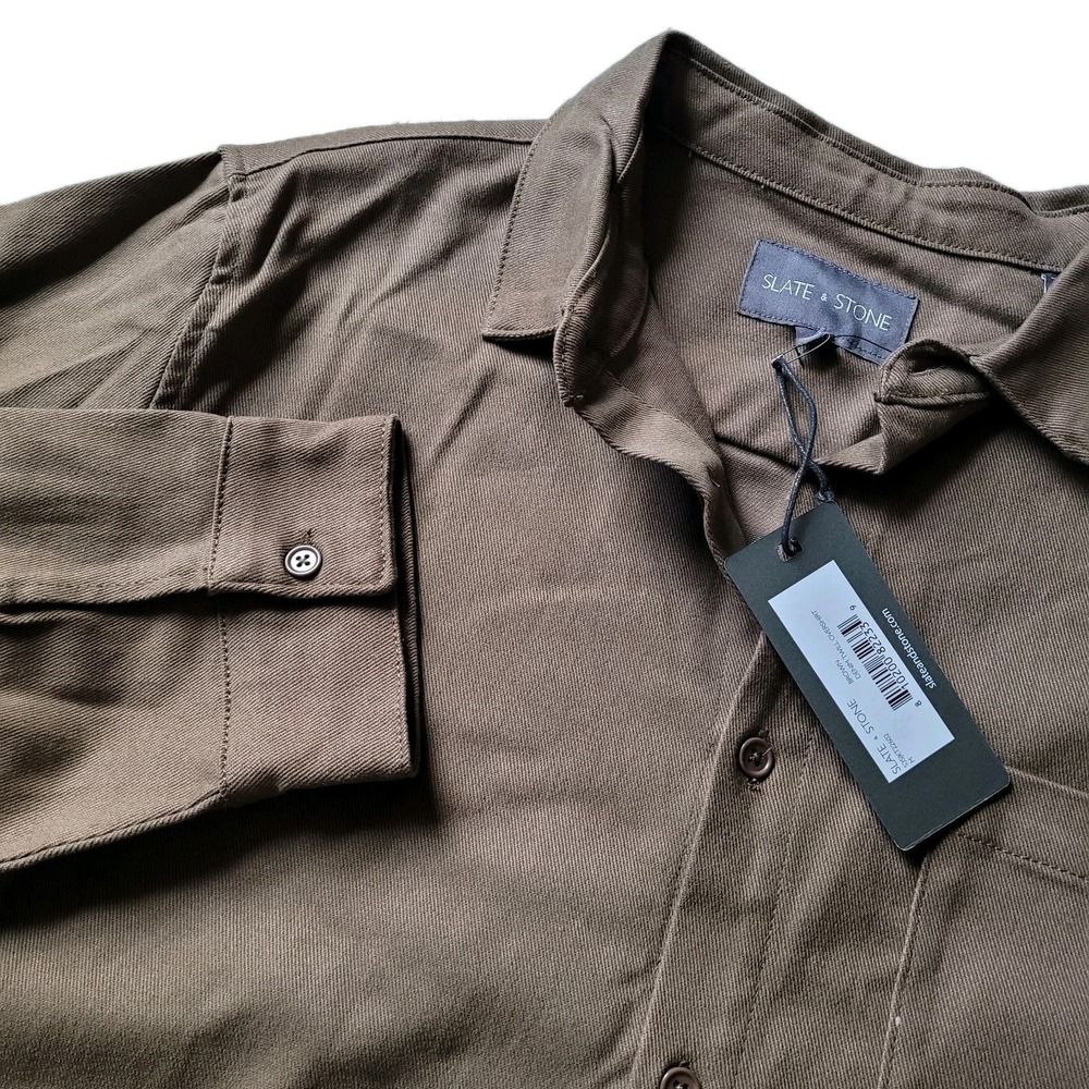 Slate & Stone Men's Brown Twill Denim Shirt Jacket Shacket Size Medium New